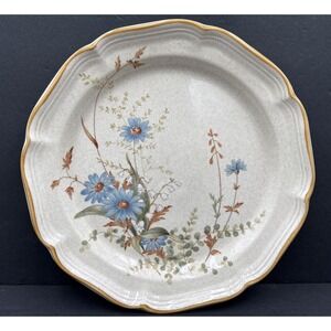 Vintage Mikasa Blue Daisies Dinner Plate 11" EB804 Floral Speckled‎ Stoneware